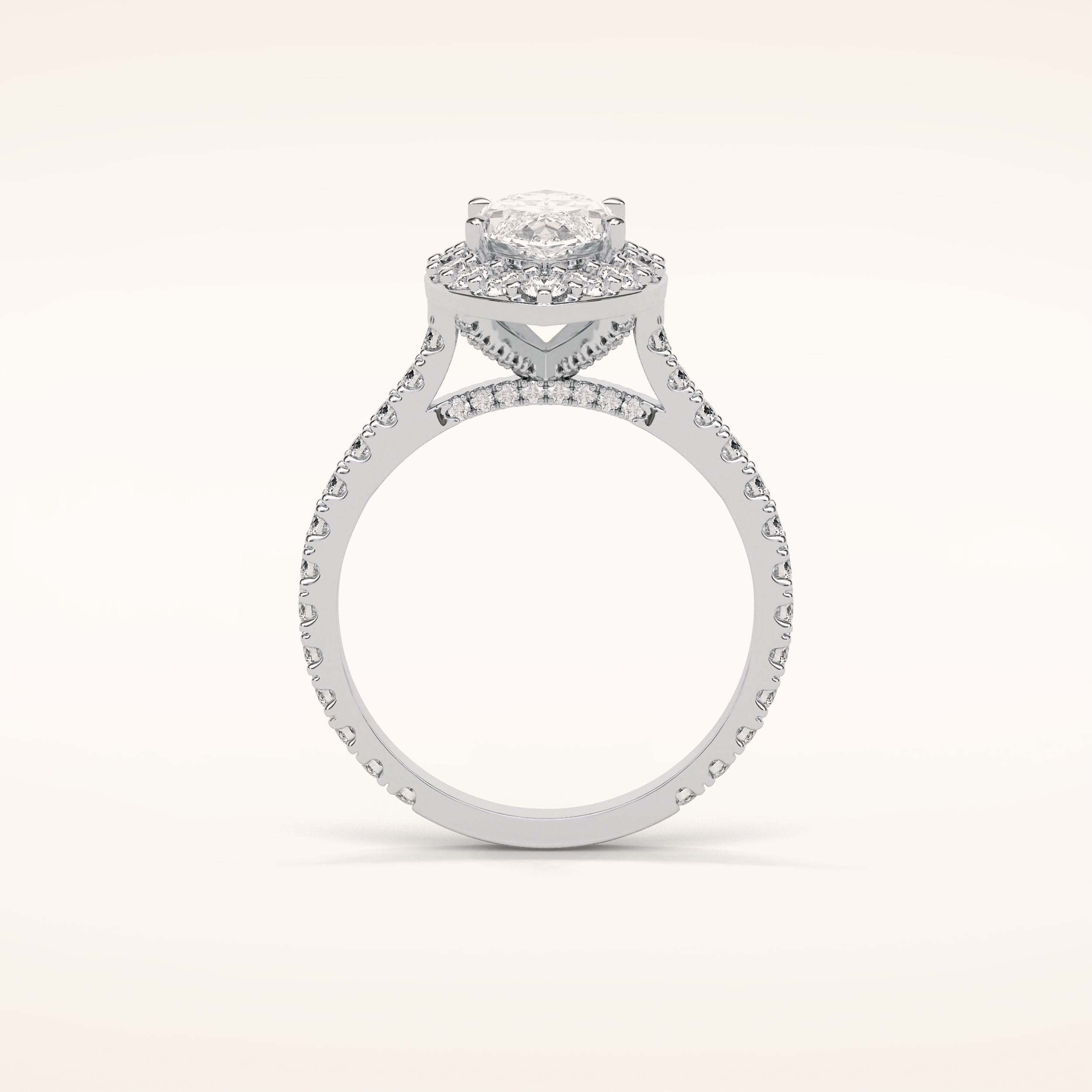 1.58 CT Marquise Shaped Halo & Pave Moissanite Engagement Ring