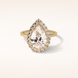 3.10 CT Pear Shaped Halo Moissanite Engagement Ring