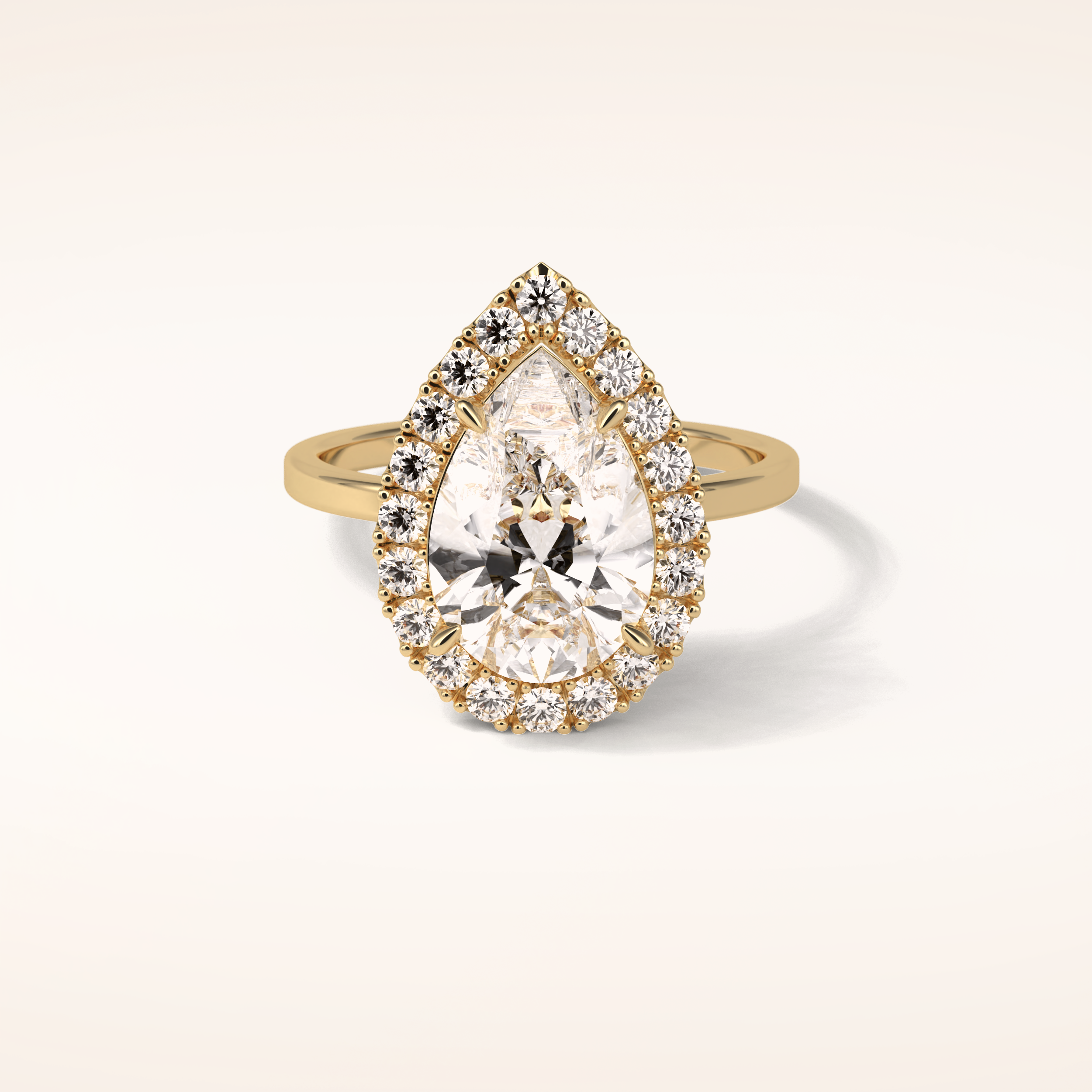 3.10 CT Pear Shaped Halo Moissanite Engagement Ring