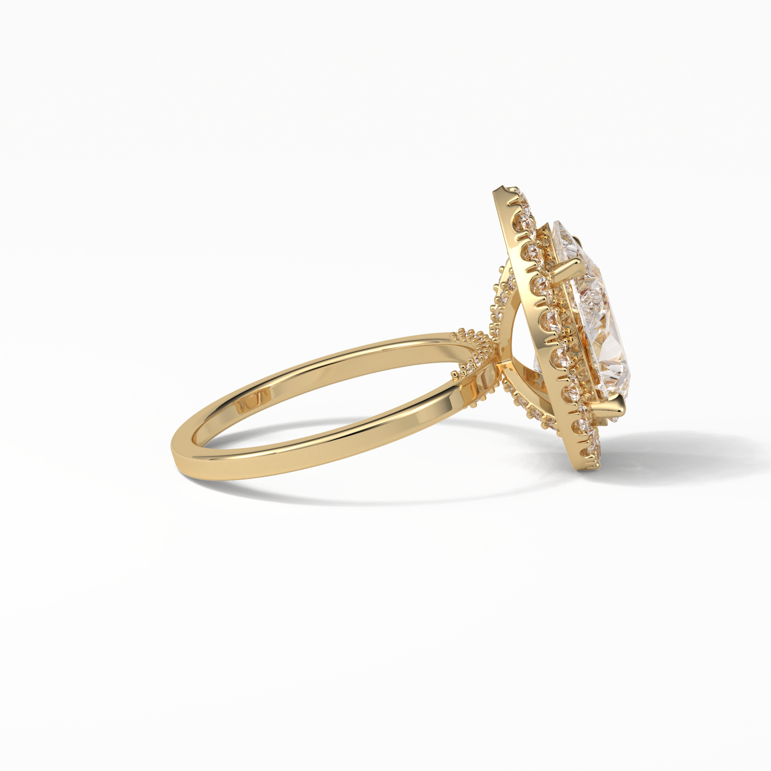 Pear Pave & Halo Lab Grown Diamond Engagement Ring