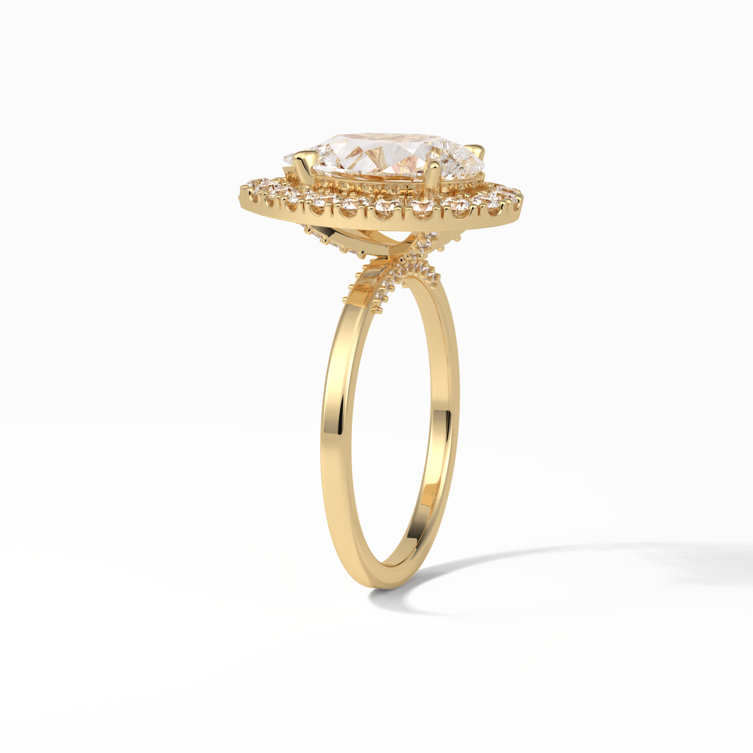 Pear Pave & Halo Lab Grown Diamond Engagement Ring