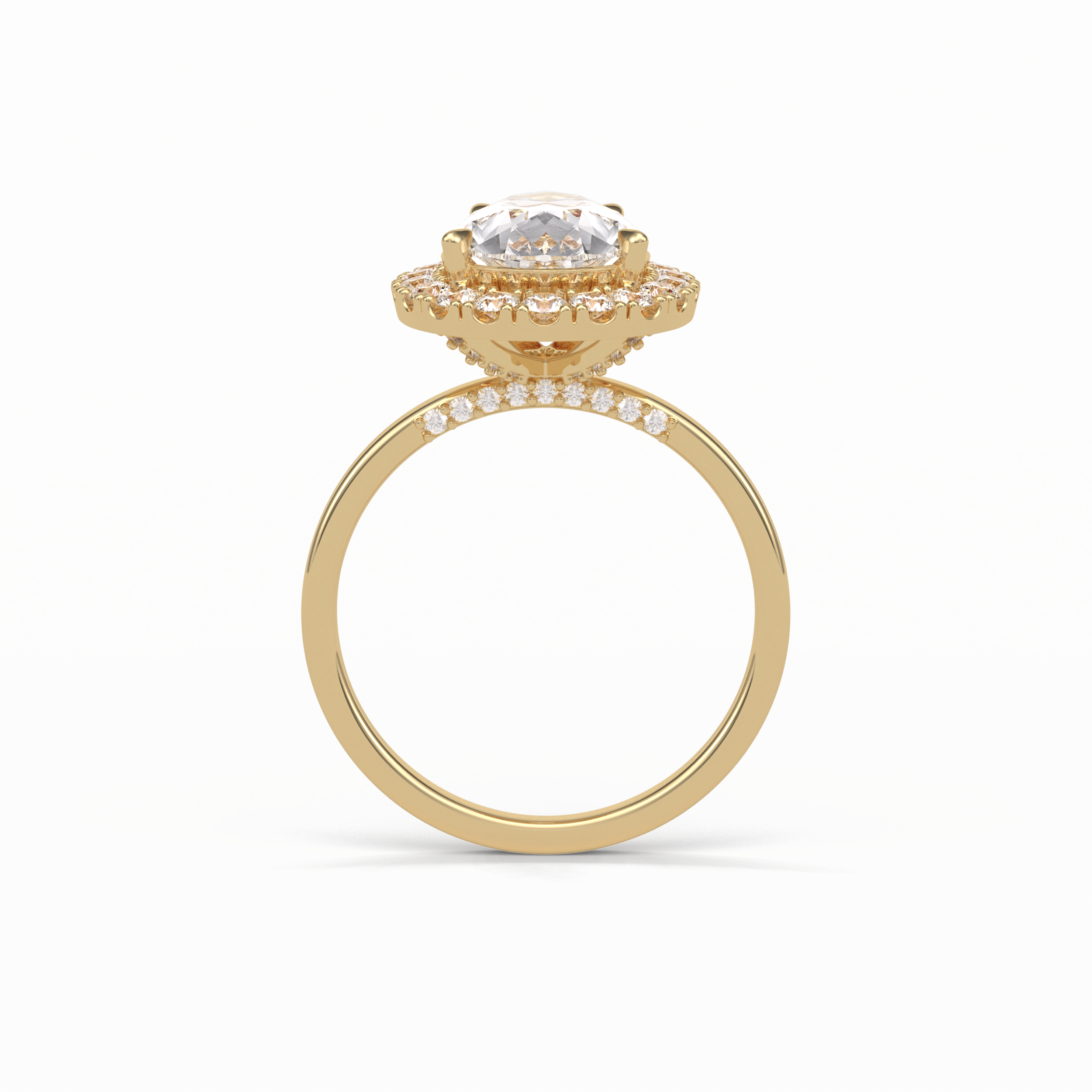 Pear Pave & Halo Lab Grown Diamond Engagement Ring