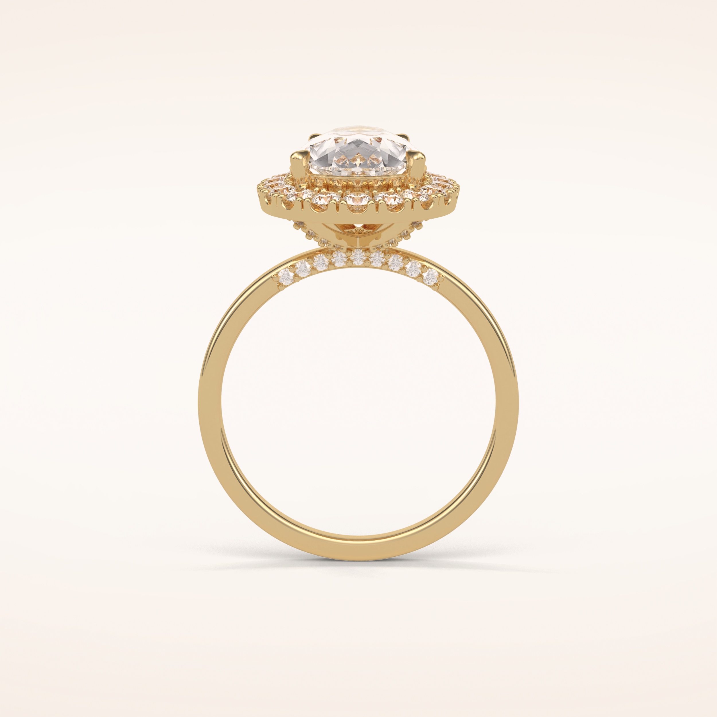 3.10 CT Pear Shaped Halo Moissanite Engagement Ring