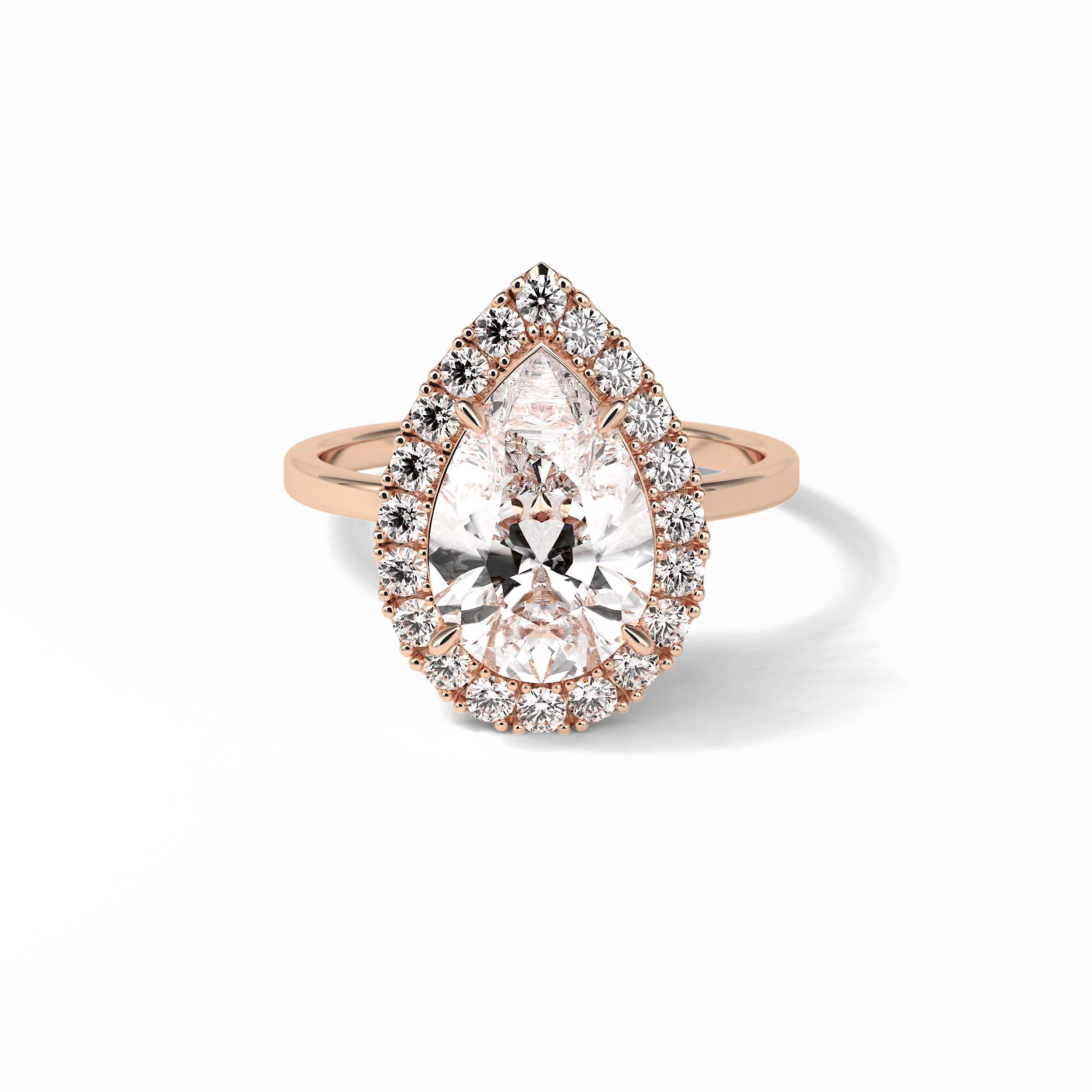 Pear Pave & Halo Lab Grown Diamond Engagement Ring