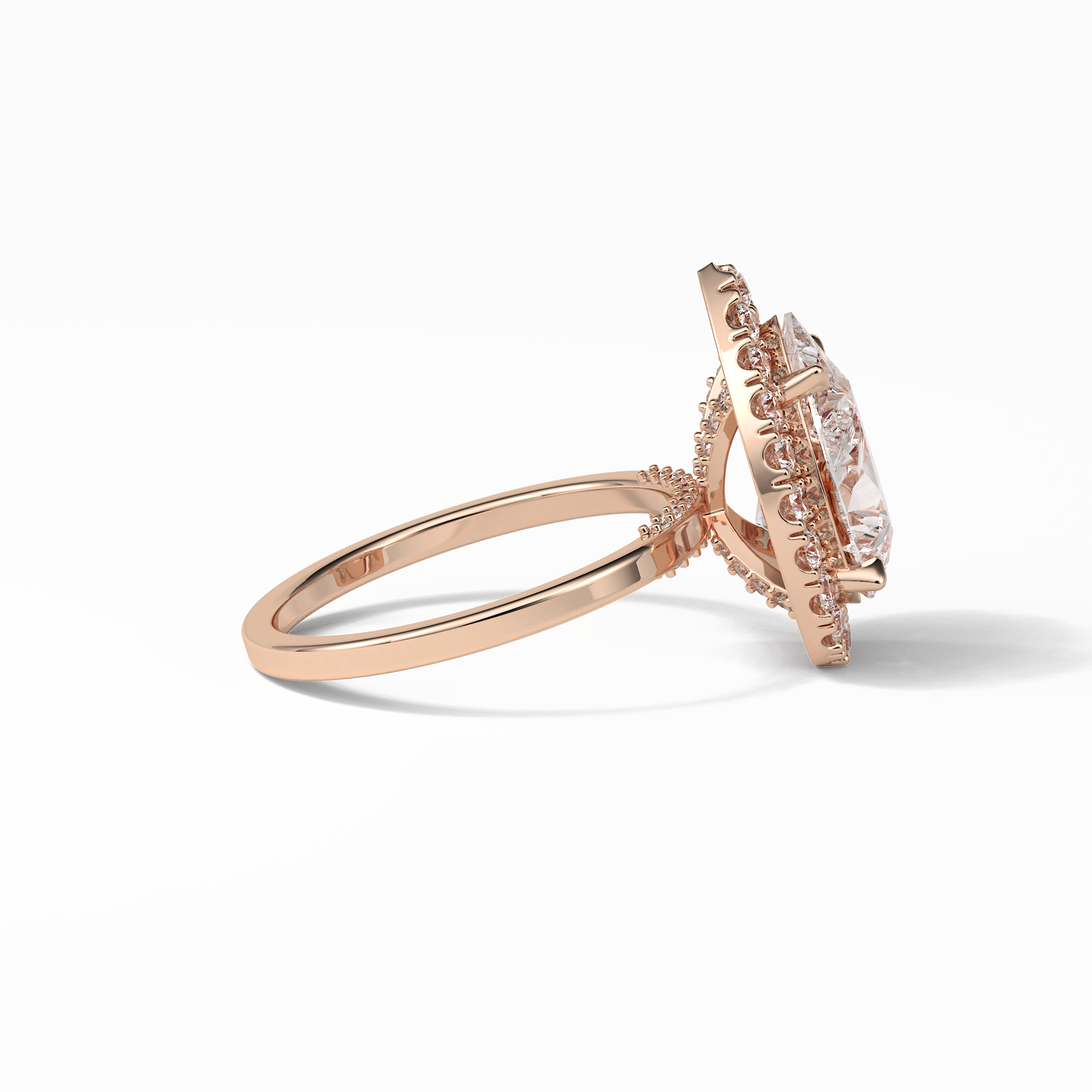 Pear Pave & Halo Lab Grown Diamond Engagement Ring