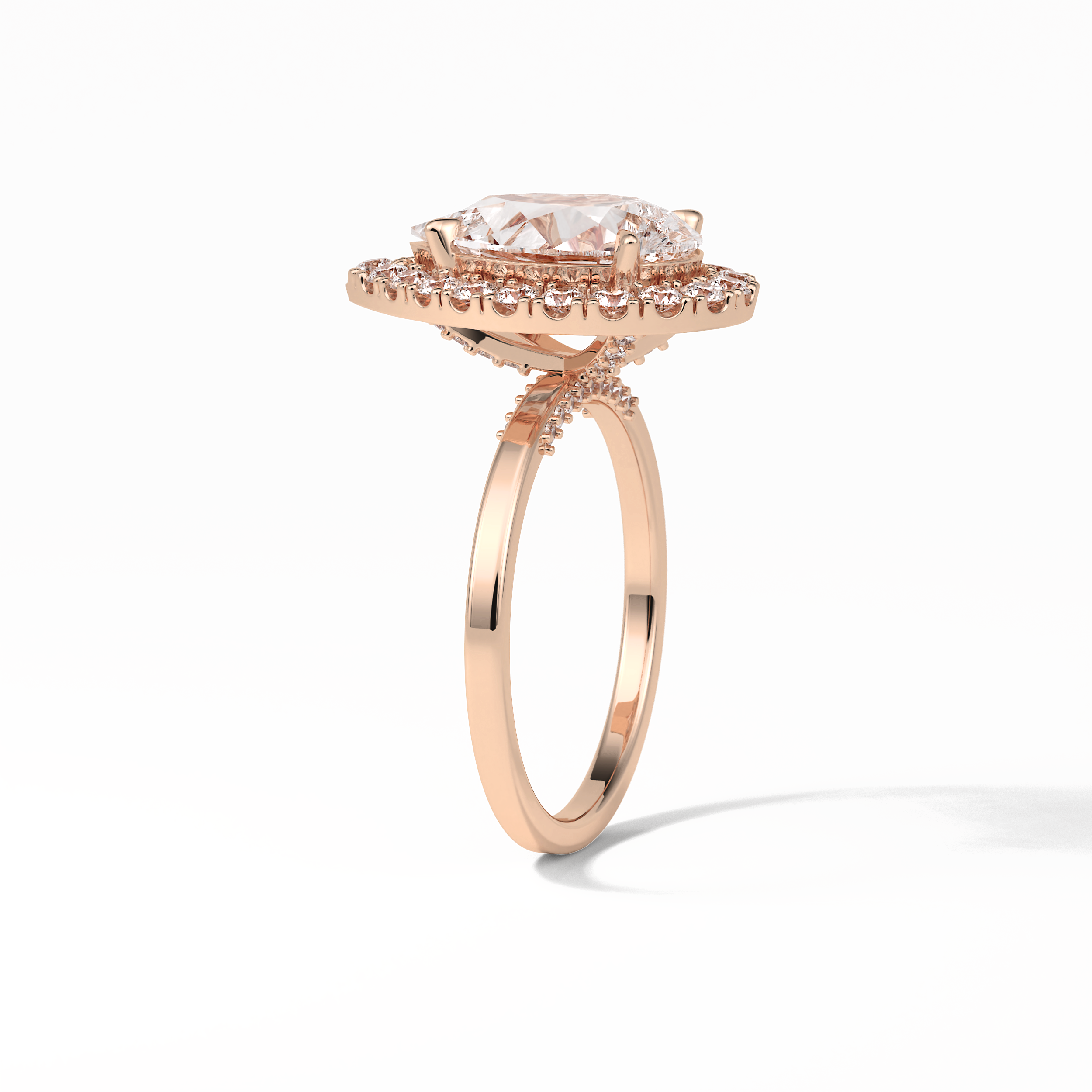 Pear Pave & Halo Lab Grown Diamond Engagement Ring