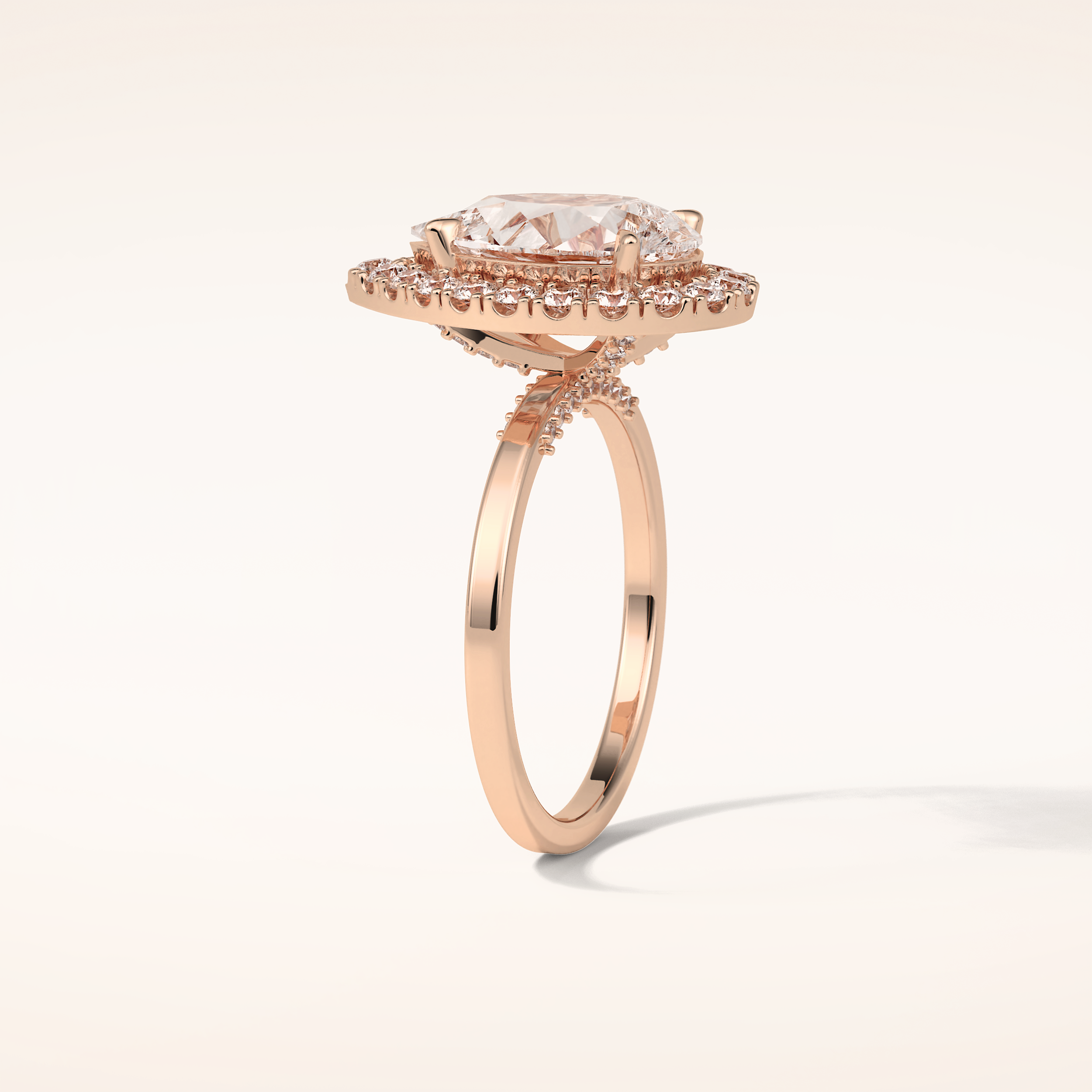 3.10 CT Pear Shaped Halo Moissanite Engagement Ring