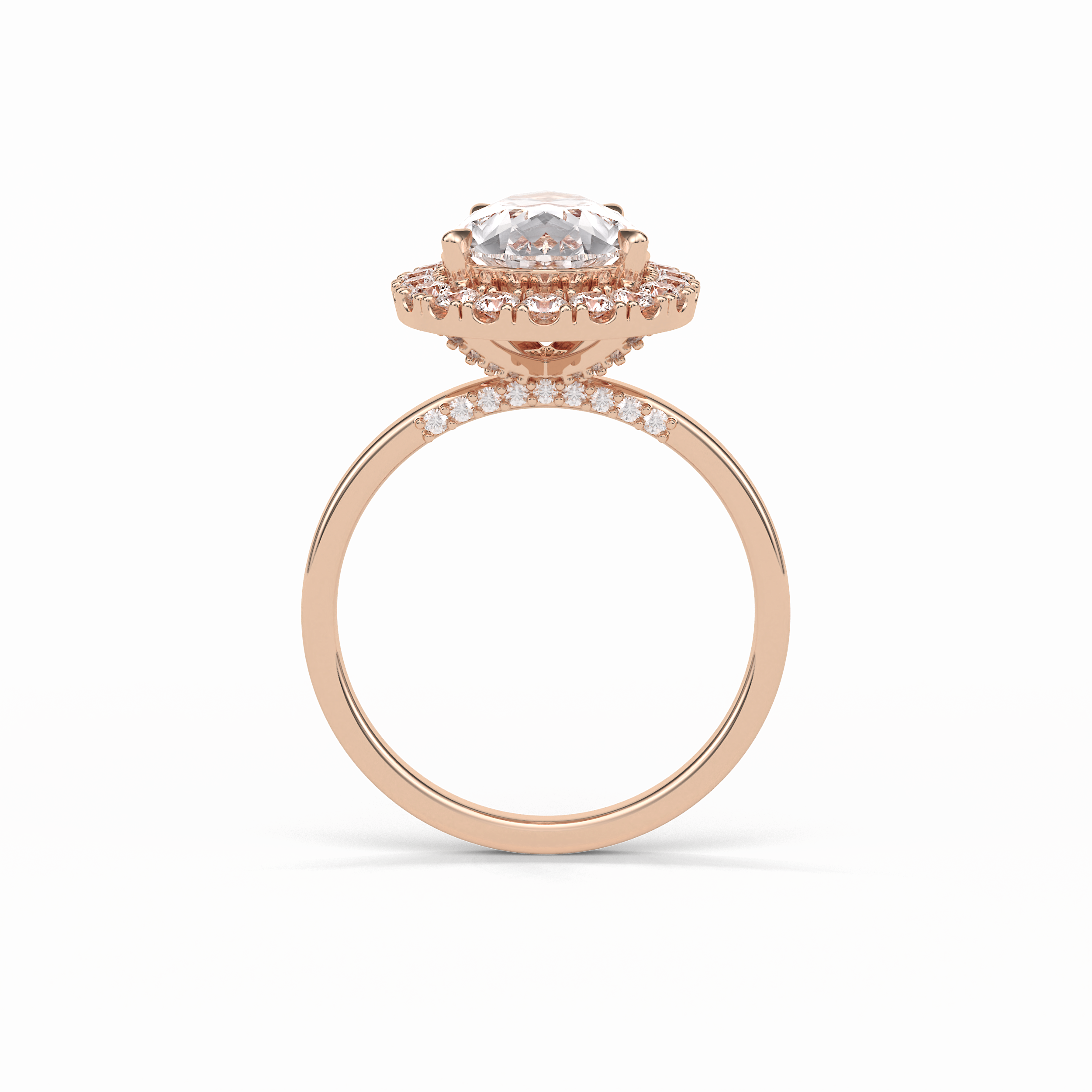 Pear Pave & Halo Lab Grown Diamond Engagement Ring