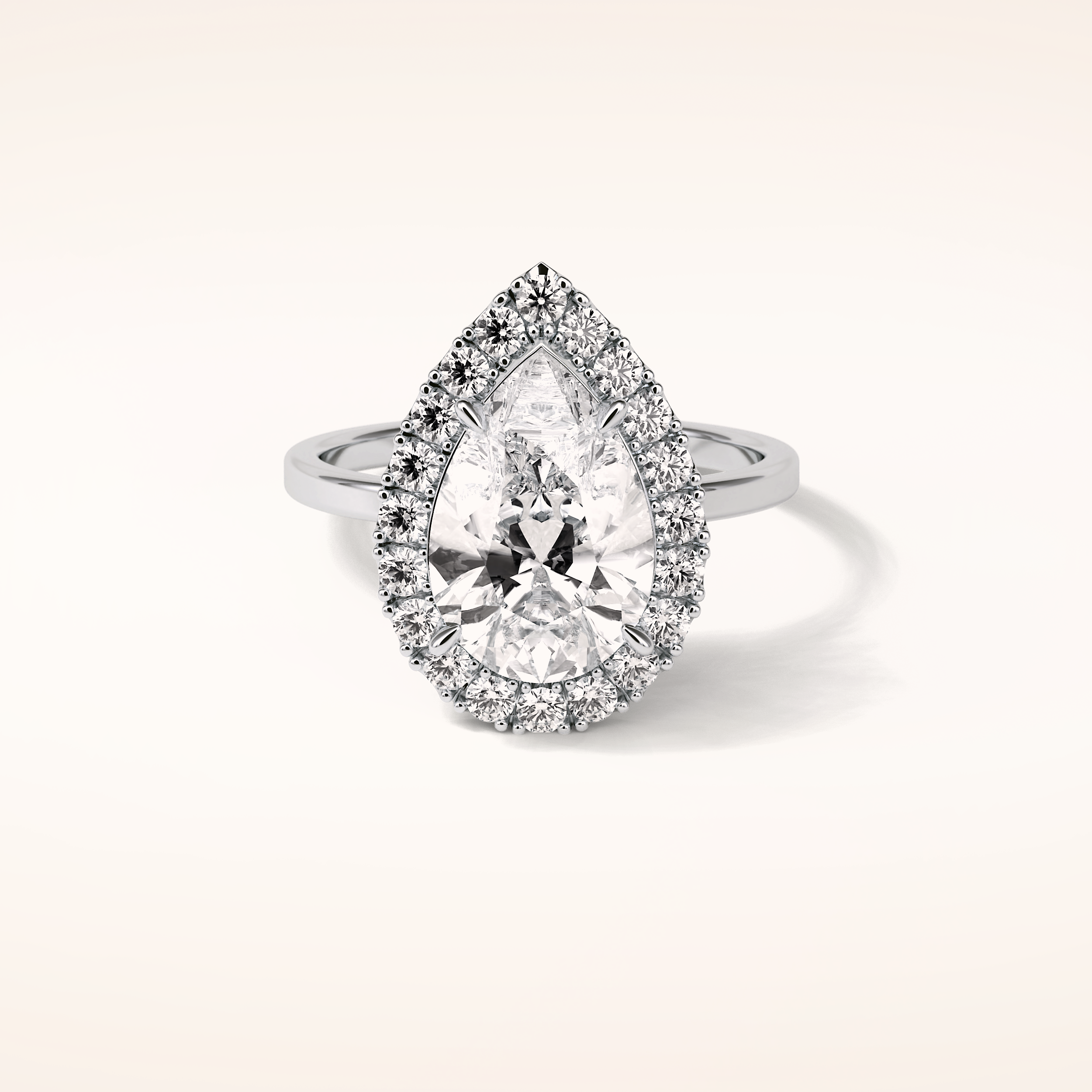 3.10 CT Pear Shaped Halo Moissanite Engagement Ring