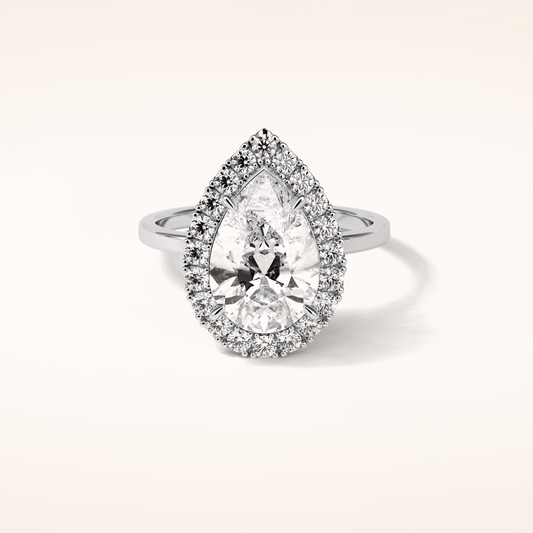 3.10 CT Pear Shaped Halo Moissanite Engagement Ring