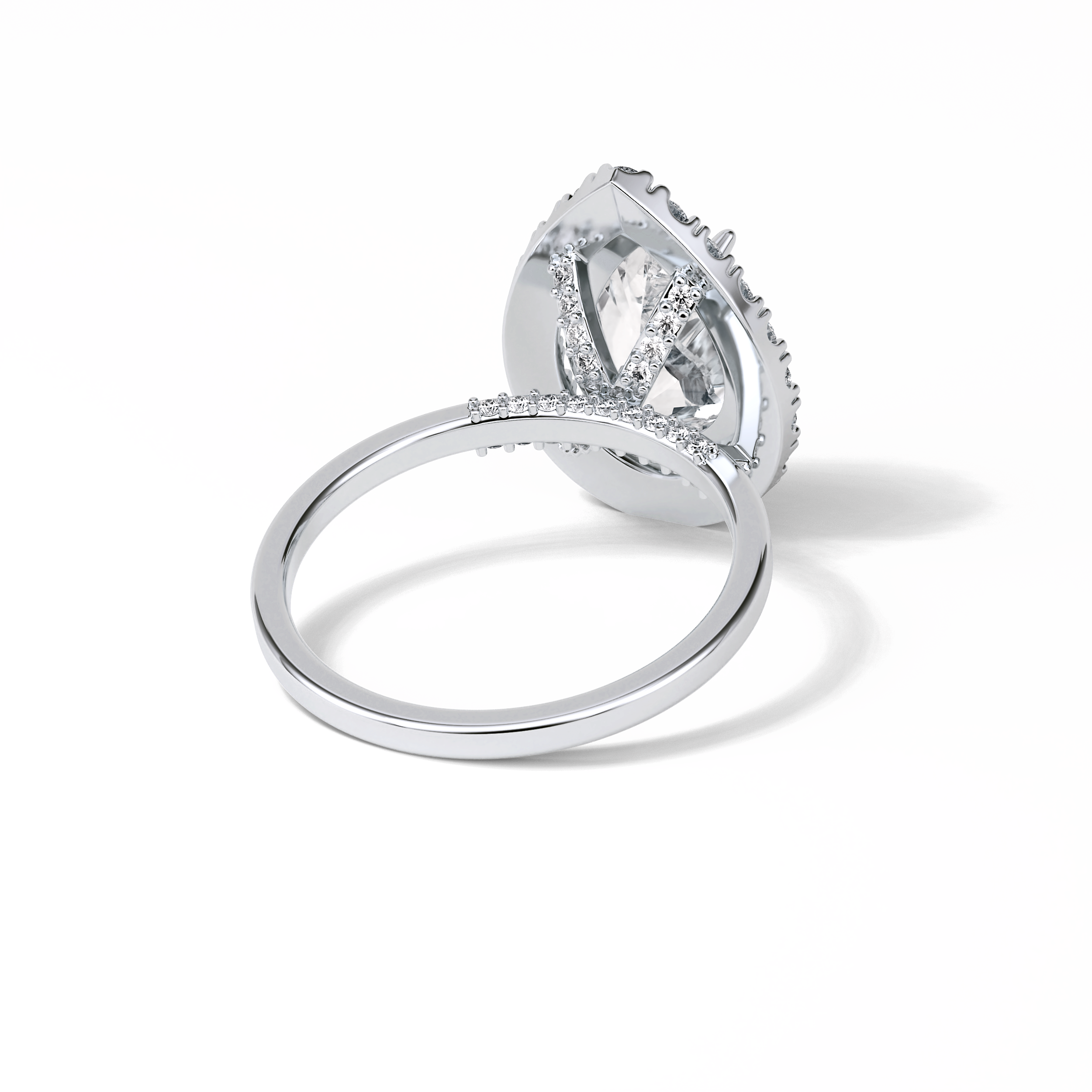 Pear Pave & Halo Lab Grown Diamond Engagement Ring