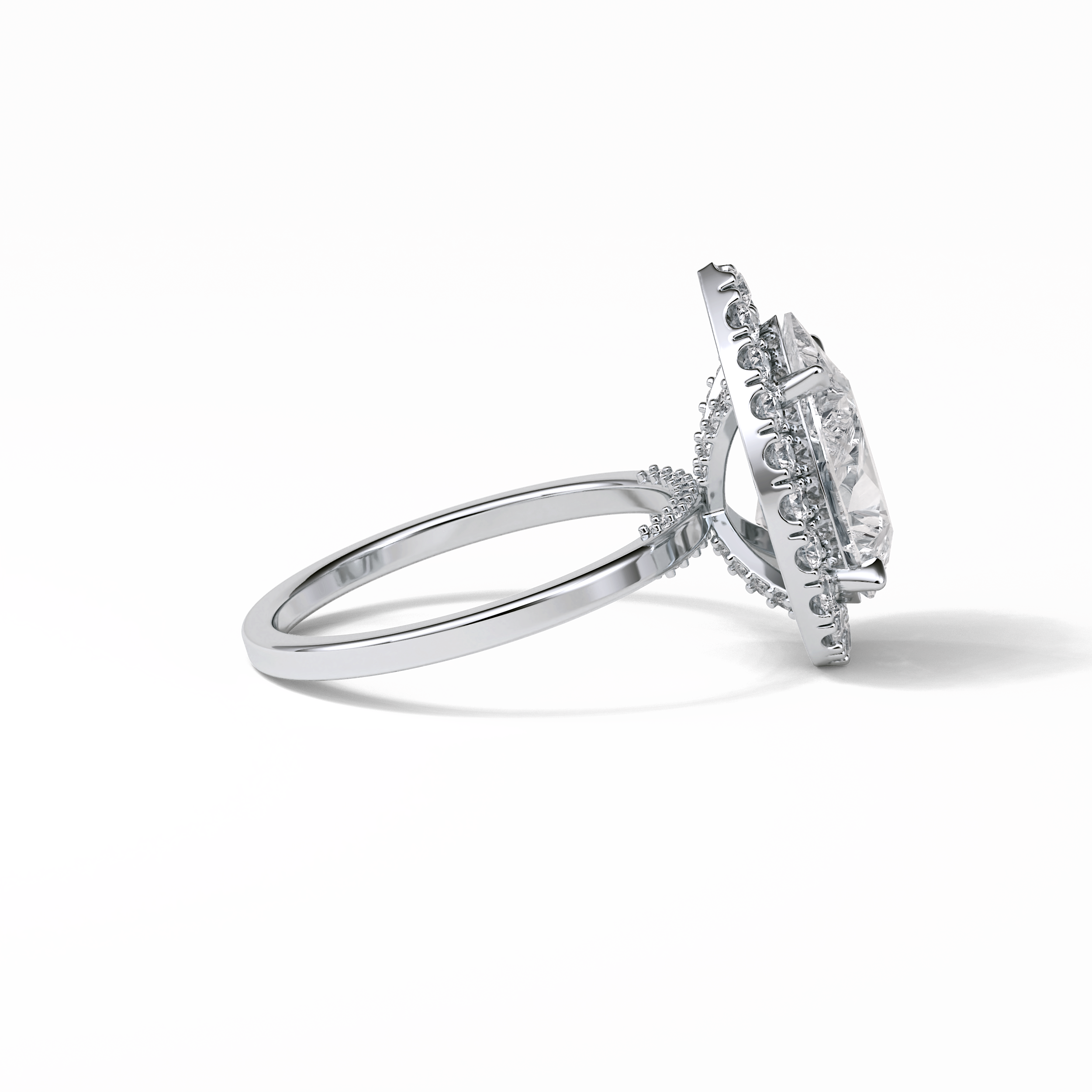 Pear Pave & Halo Lab Grown Diamond Engagement Ring