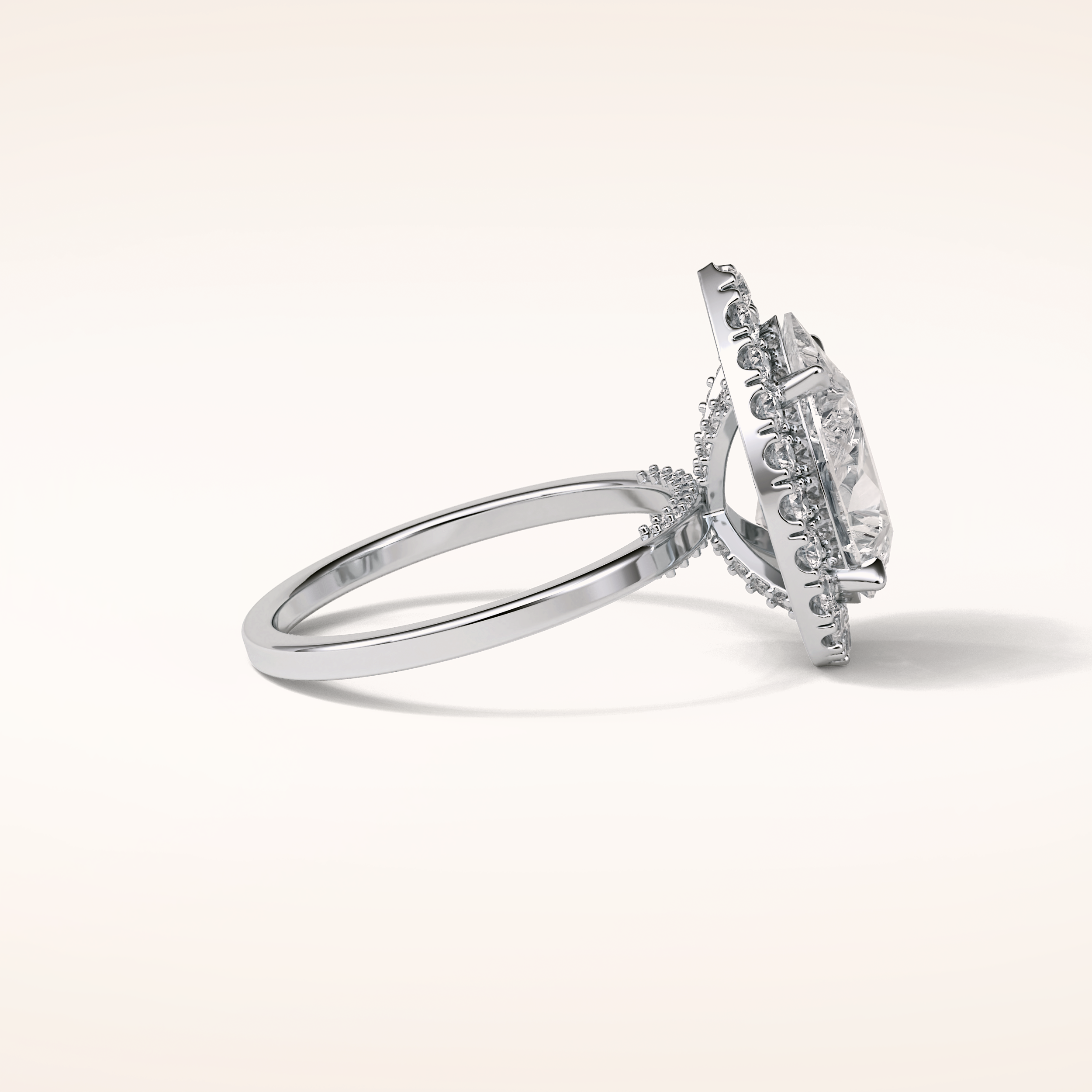 3.10 CT Pear Shaped Halo Moissanite Engagement Ring