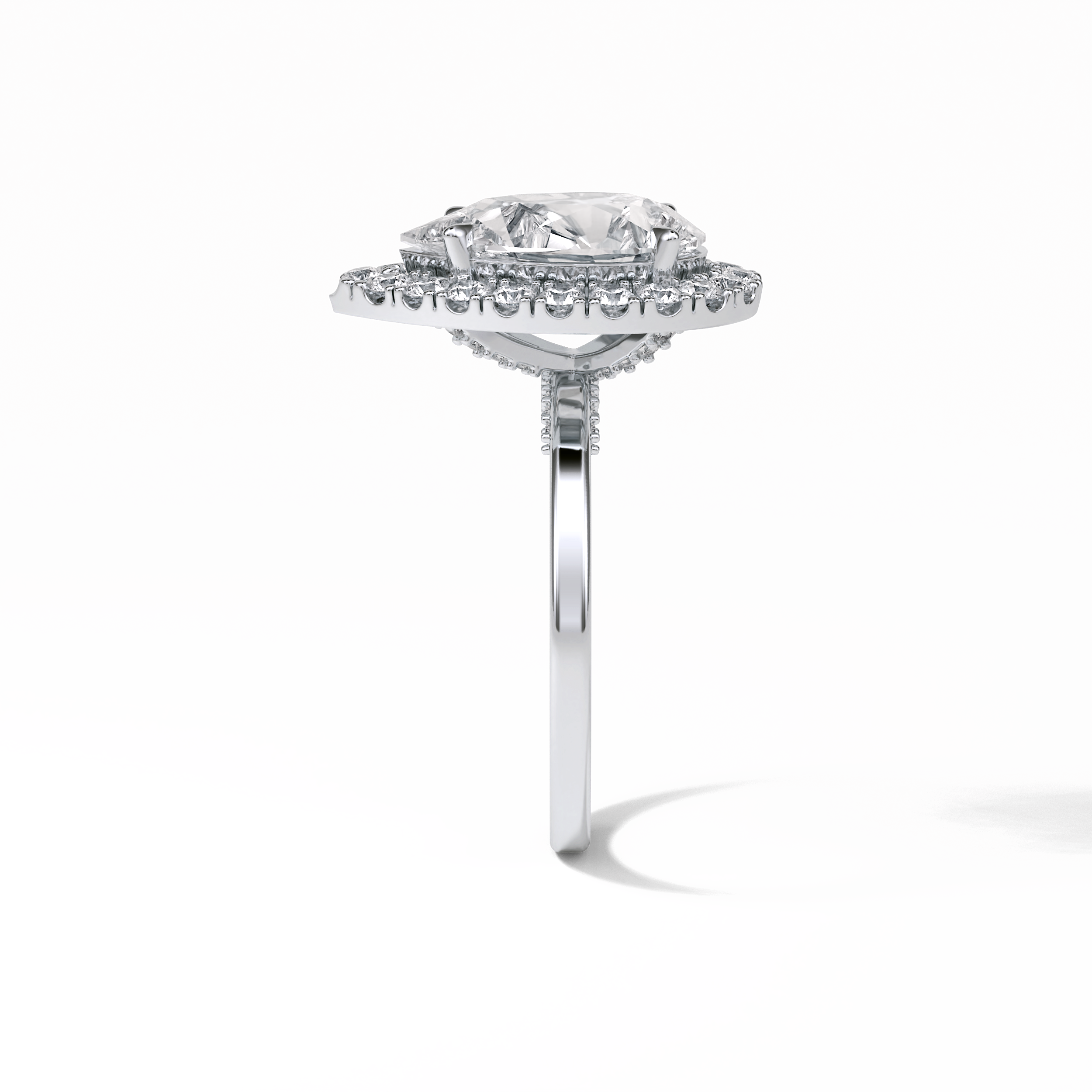 Pear Pave & Halo Lab Grown Diamond Engagement Ring