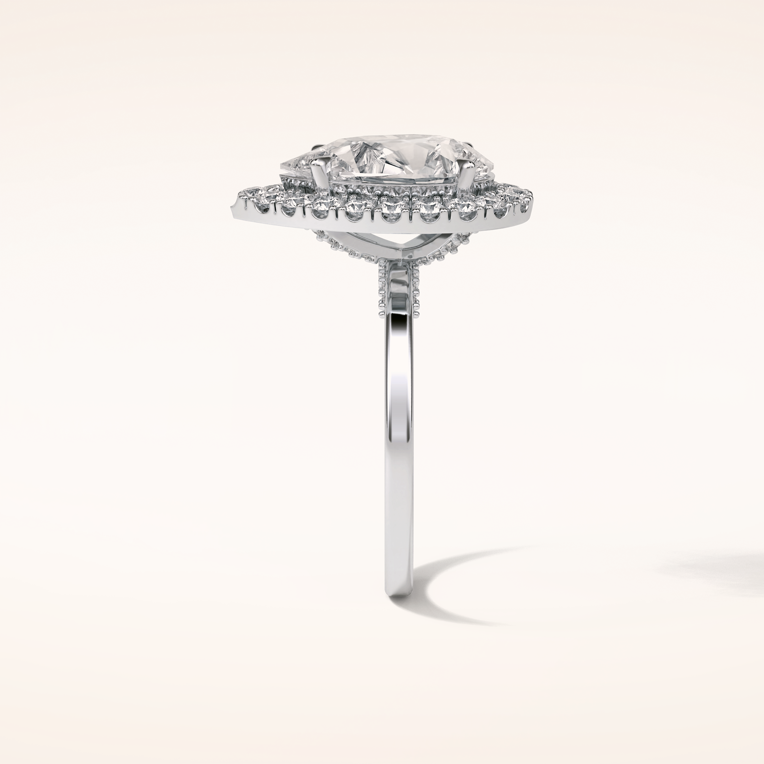 3.10 CT Pear Shaped Halo Moissanite Engagement Ring