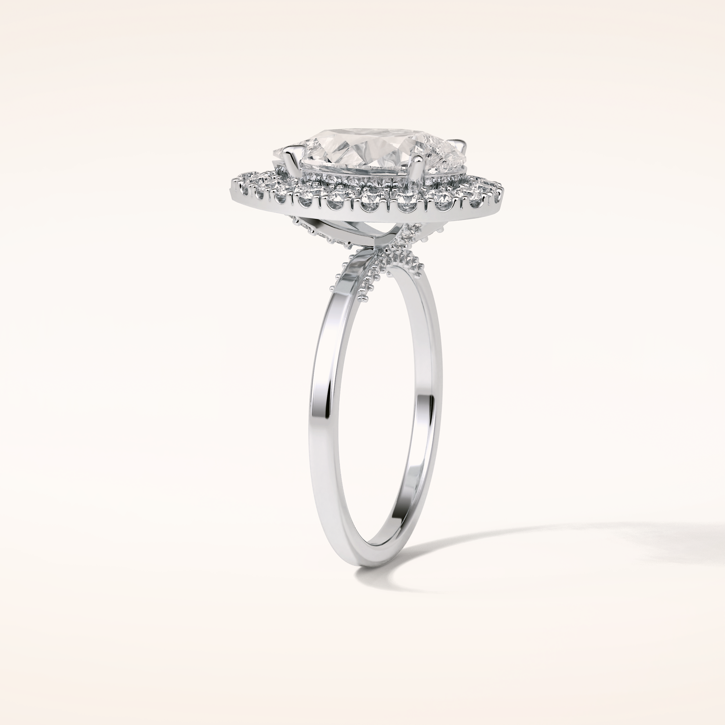 3.10 CT Pear Shaped Halo Moissanite Engagement Ring