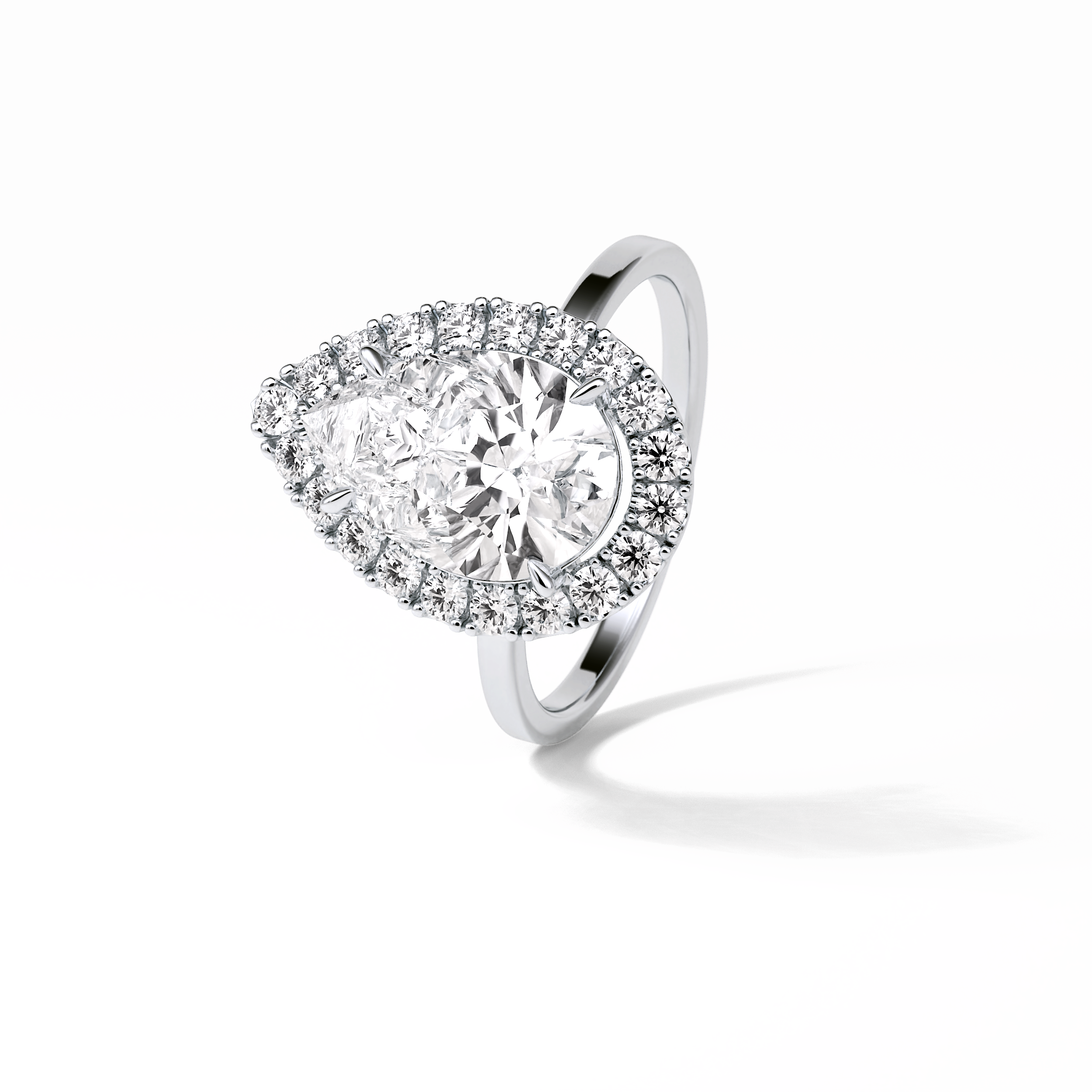 Pear Pave & Halo Lab Grown Diamond Engagement Ring