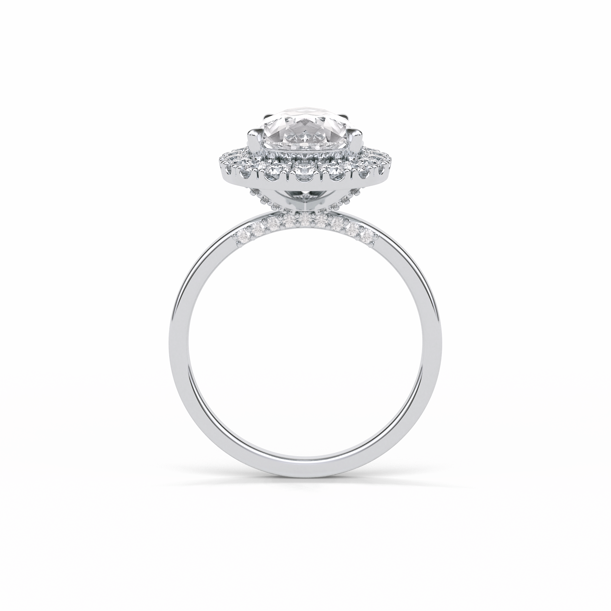 Pear Pave & Halo Lab Grown Diamond Engagement Ring