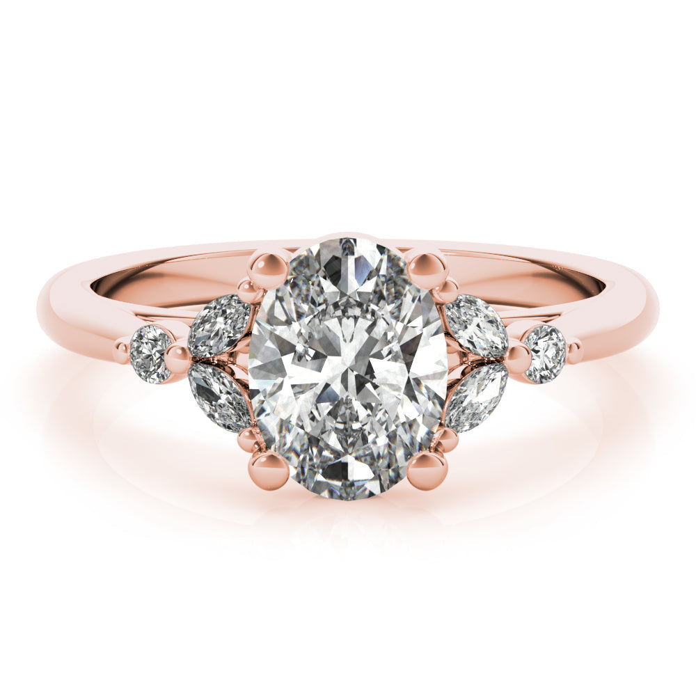 0.50 CT Oval Shaped Moissanite Engagement Ring In Cluster 6