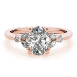 0.50 CT Oval Shaped Moissanite Engagement Ring In Cluster 6