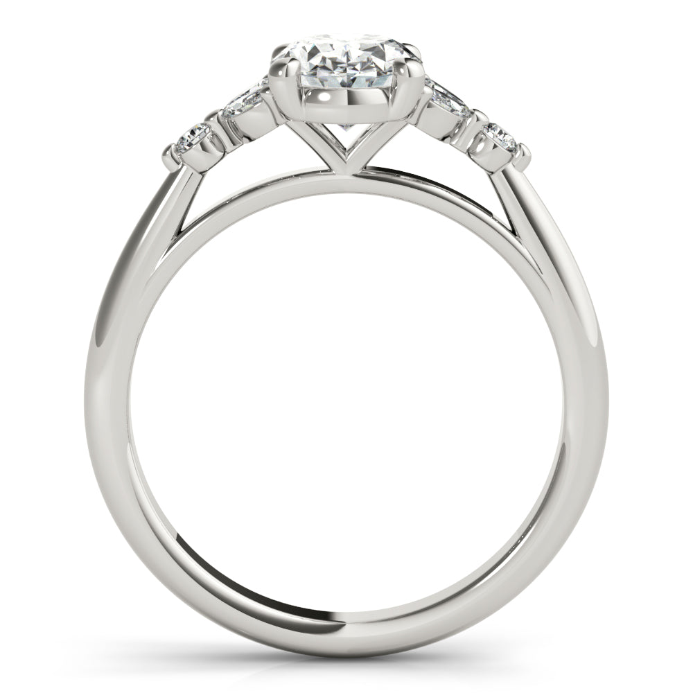 0.50 CT Oval Shaped Moissanite Engagement Ring In Cluster 2