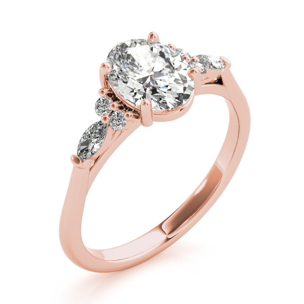 2.0 CT Oval Shaped Moissanite Engagement Ring In Cluster 12