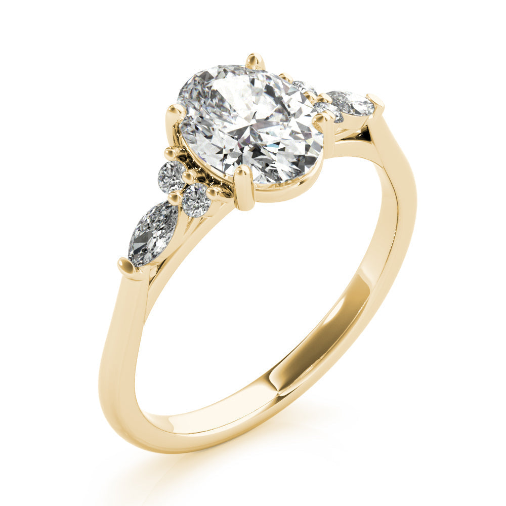 2.0 CT Oval Shaped Moissanite Engagement Ring In Cluster 6
