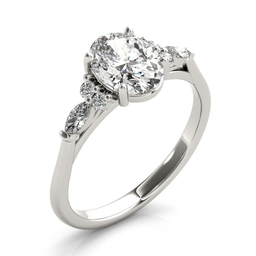 2.0 CT Oval Shaped Moissanite Engagement Ring In Cluster 3