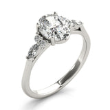 2.0 CT Oval Shaped Moissanite Engagement Ring In Cluster 3