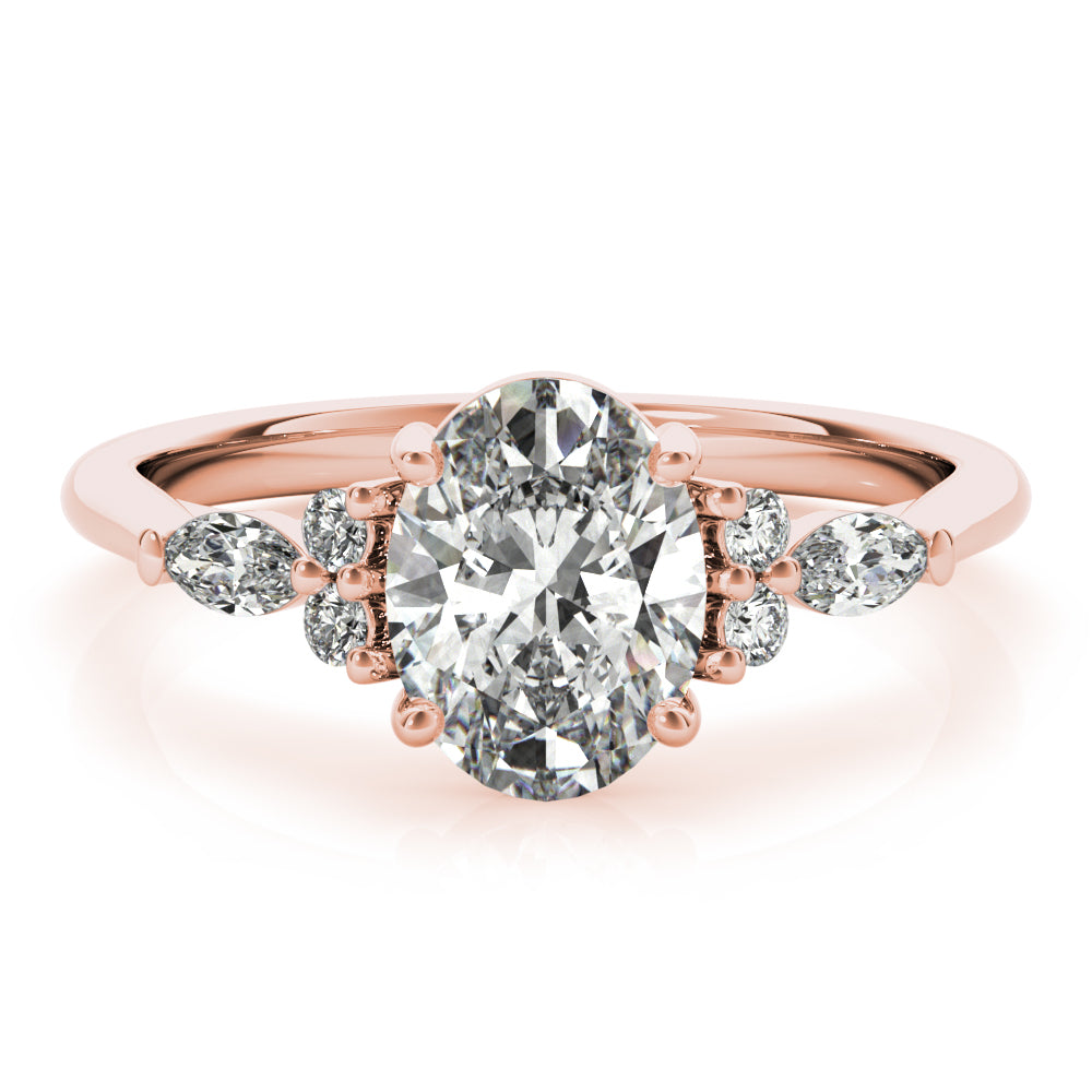 2.0 CT Oval Shaped Moissanite Engagement Ring In Cluster 10