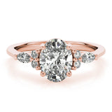 2.0 CT Oval Shaped Moissanite Engagement Ring In Cluster 10
