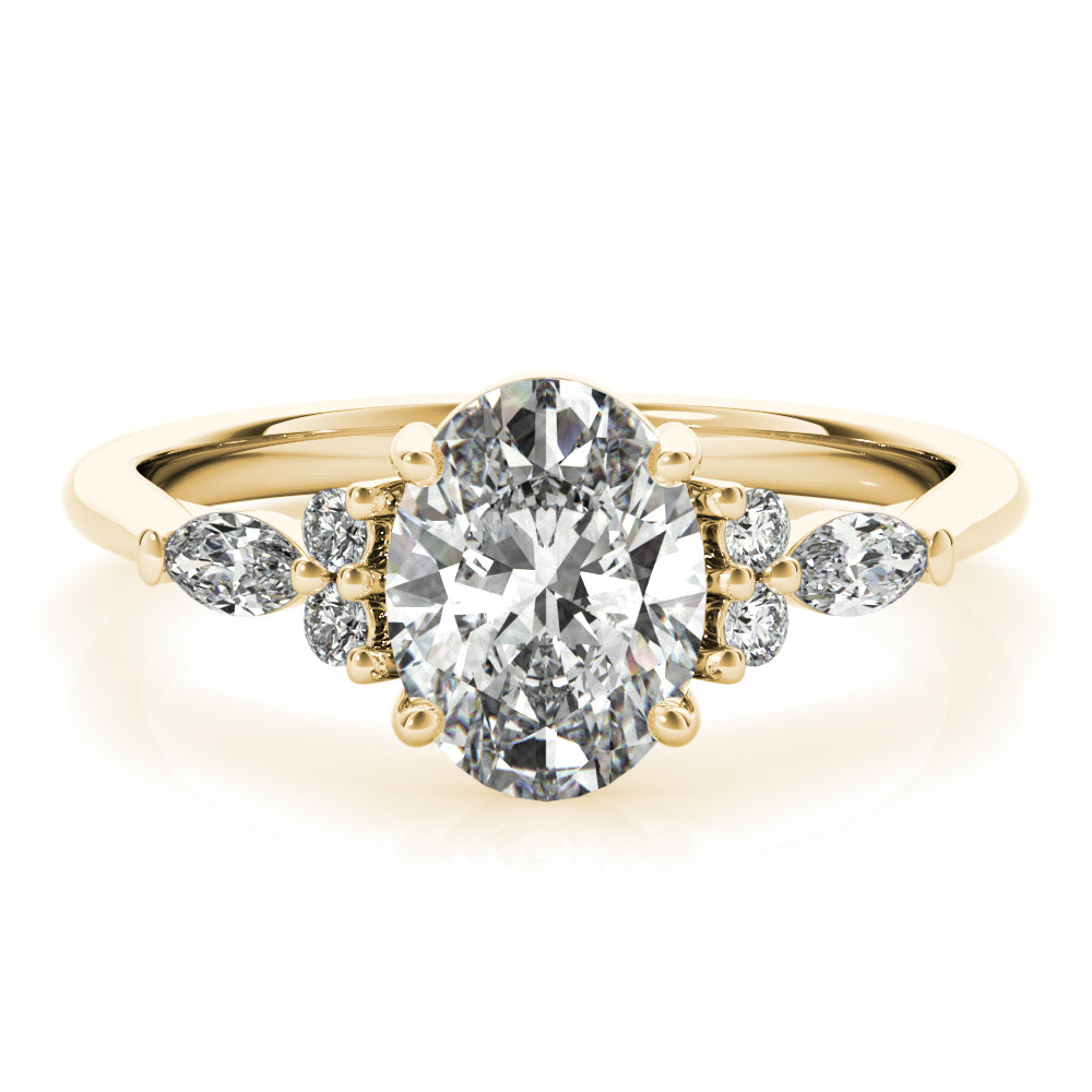 2.0 CT Oval Shaped Moissanite Engagement Ring In Cluster 5