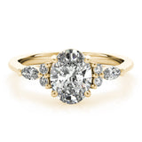 2.0 CT Oval Shaped Moissanite Engagement Ring In Cluster 5