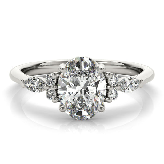 2.0 CT Oval Shaped Moissanite Engagement Ring In Cluster 1