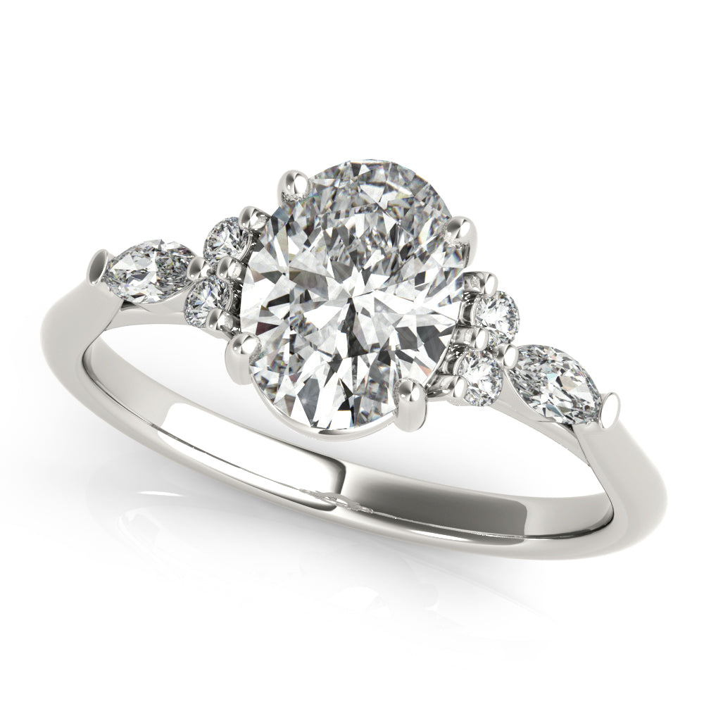 2.0 CT Oval Shaped Moissanite Engagement Ring In Cluster 2