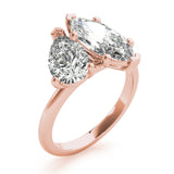 2.5 CT Pear & Marquise Shaped Moissanite Ring In Two Stone Design 11