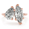 2.5 CT Pear & Marquise Shaped Moissanite Ring In Two Stone Design 9