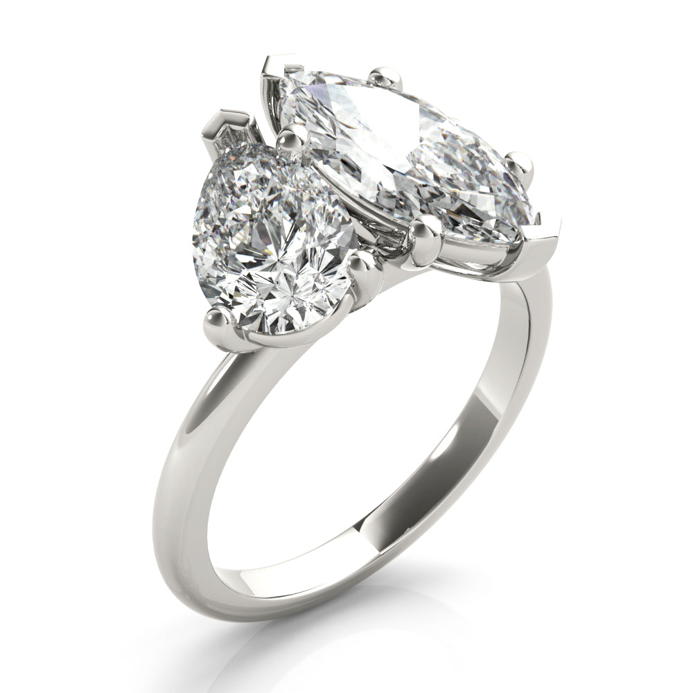 2.5 CT Pear & Marquise Shaped Moissanite Ring In Two Stone Design 2