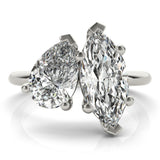 2.5 CT Pear & Marquise Shaped Moissanite Ring In Two Stone Design 1