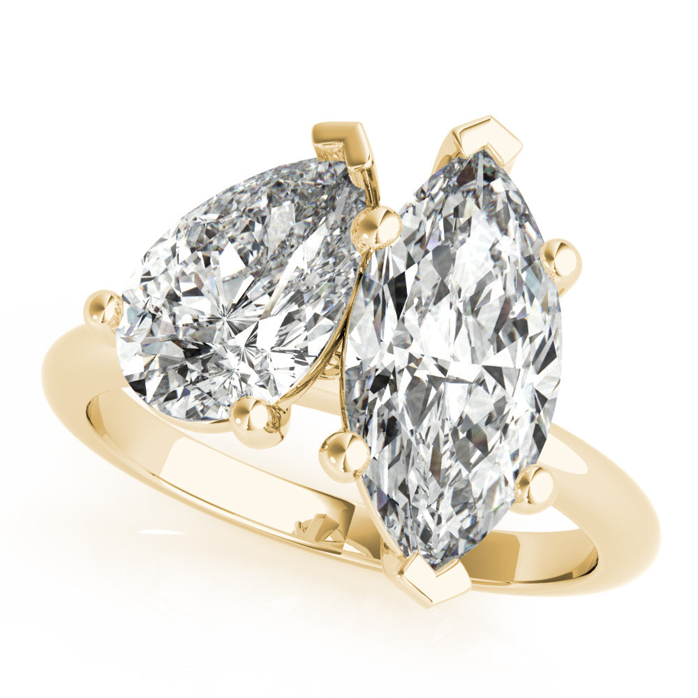 2.5 CT Pear & Marquise Shaped Moissanite Ring In Two Stone Design 5