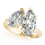 2.5 CT Pear & Marquise Shaped Moissanite Ring In Two Stone Design 5