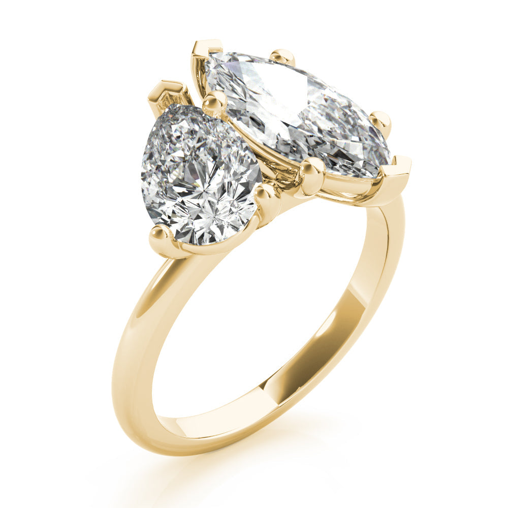 2.5 CT Pear & Marquise Shaped Moissanite Ring In Two Stone Design 6