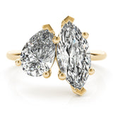2.5 CT Pear & Marquise Shaped Moissanite Ring In Two Stone Design 4