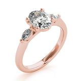 1.0 CT Oval Shaped Moissanite Engagement Ring In Three Stone 8