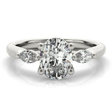 1.0 CT Oval Shaped Moissanite Engagement Ring In Three Stone 1