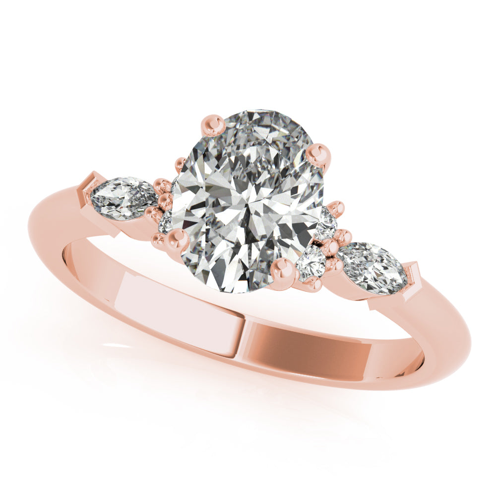 1.0 CT Oval Shaped Moissanite Engagement Ring In Cluster Design 6