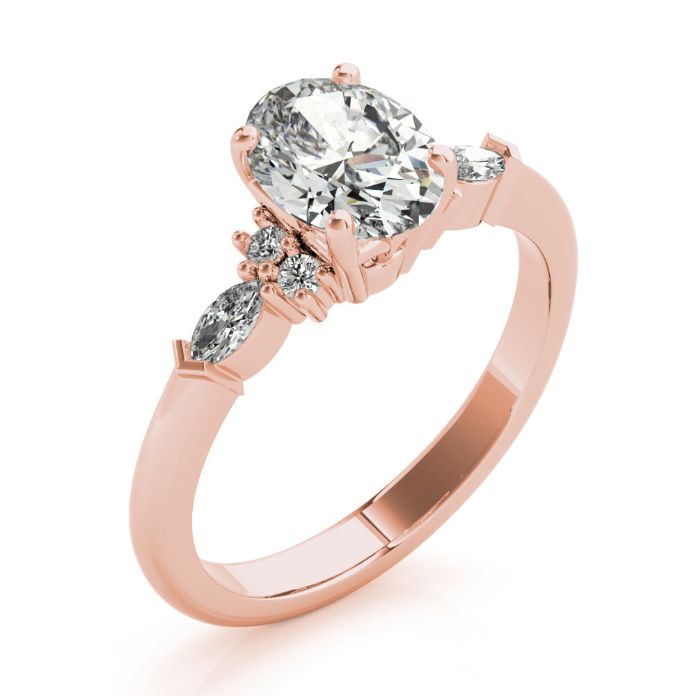 1.0 CT Oval Shaped Moissanite Engagement Ring In Cluster Design 8
