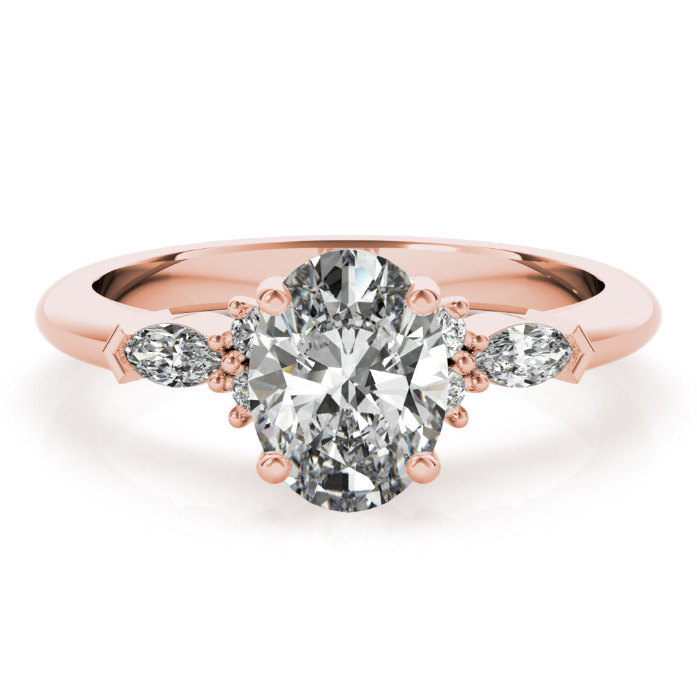 1.0 CT Oval Shaped Moissanite Engagement Ring In Cluster Design 5