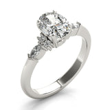 1.0 CT Oval Shaped Moissanite Engagement Ring In Cluster Design 4