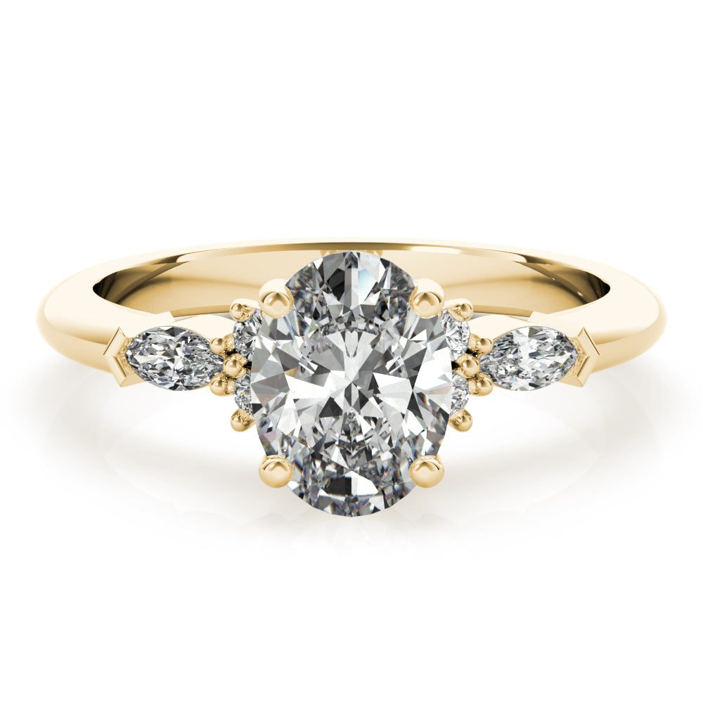 1.0 CT Oval Shaped Moissanite Engagement Ring In Cluster Design 10
